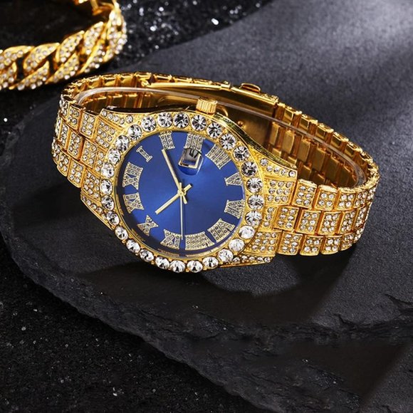 Great Watches -Luxury Full Diamond Quartz Watch - Bling Bling Jewelry Watch (1U82) main image 1